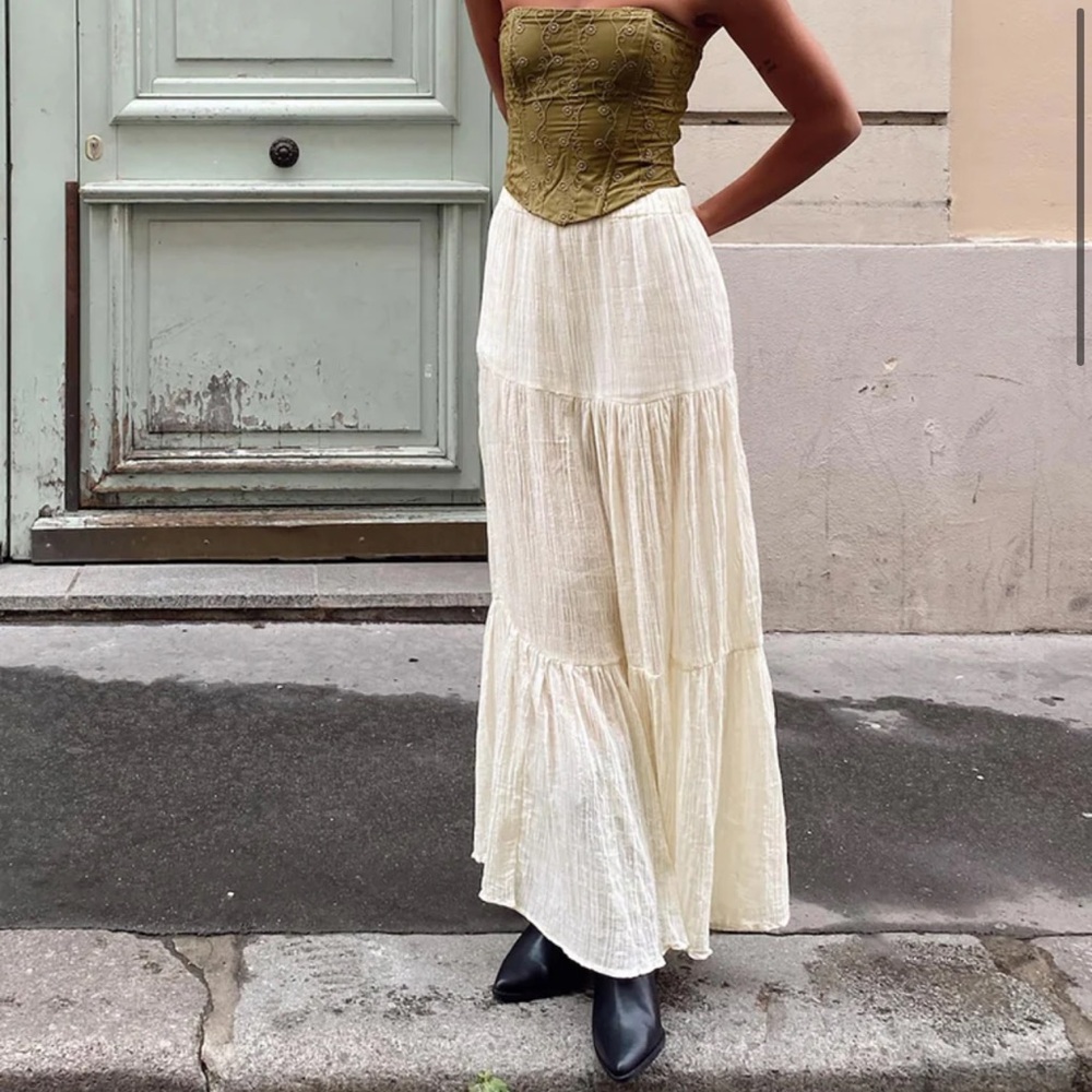 Princess Polly GILCHRIST LOW RISE MAXI SKIRT IVORY LOW IMPACT